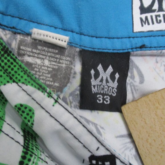 Micros Swim Trunks Two Face Multi color pattern Design Black Men Size | 33 - Picture 2 of 7